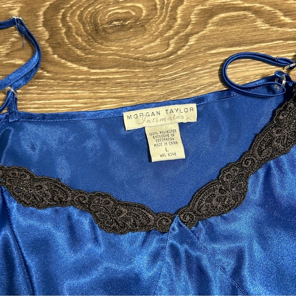 Vintage Morgan Taylor Intimates Blue Slip Dress, Women’s size Large - Picture 3 of 5